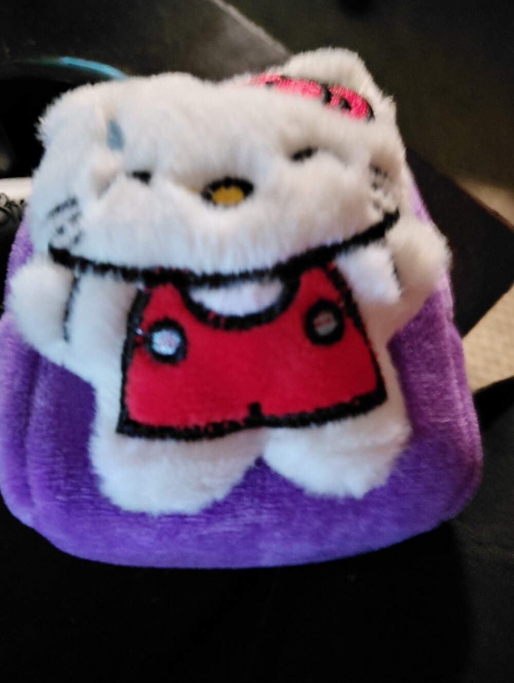 Hello Kitty Plush Bag in Purple with Red Accent